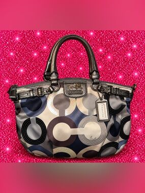 RARE❗️Coach Madison Op Art Sequined Sophia Satchel Bag